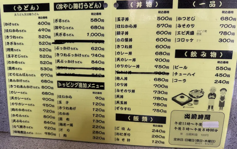 メニュー表